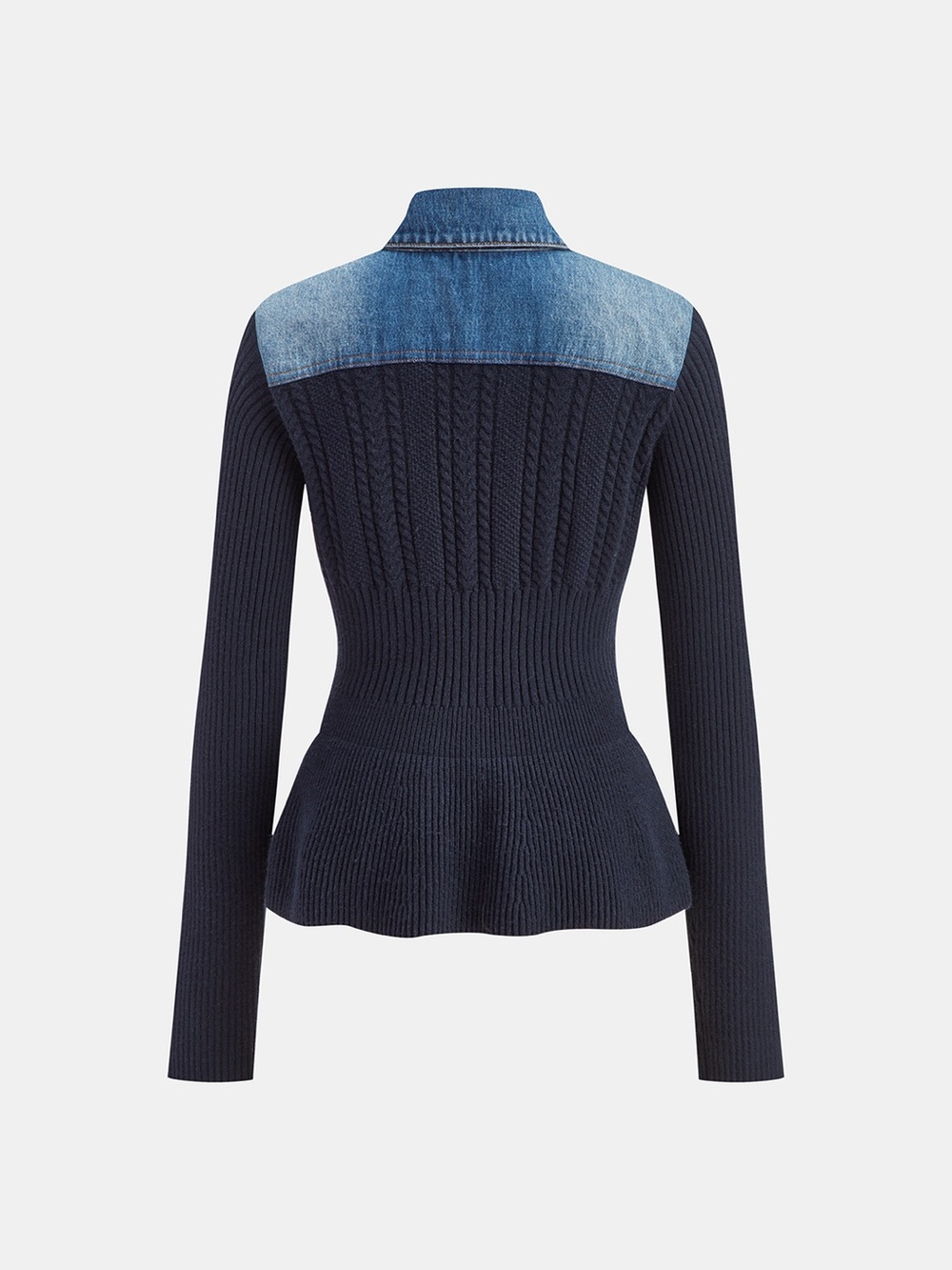 Pilcro NWOT Knit Cardigan with Denim Blue Collar - Picture 2 of 8